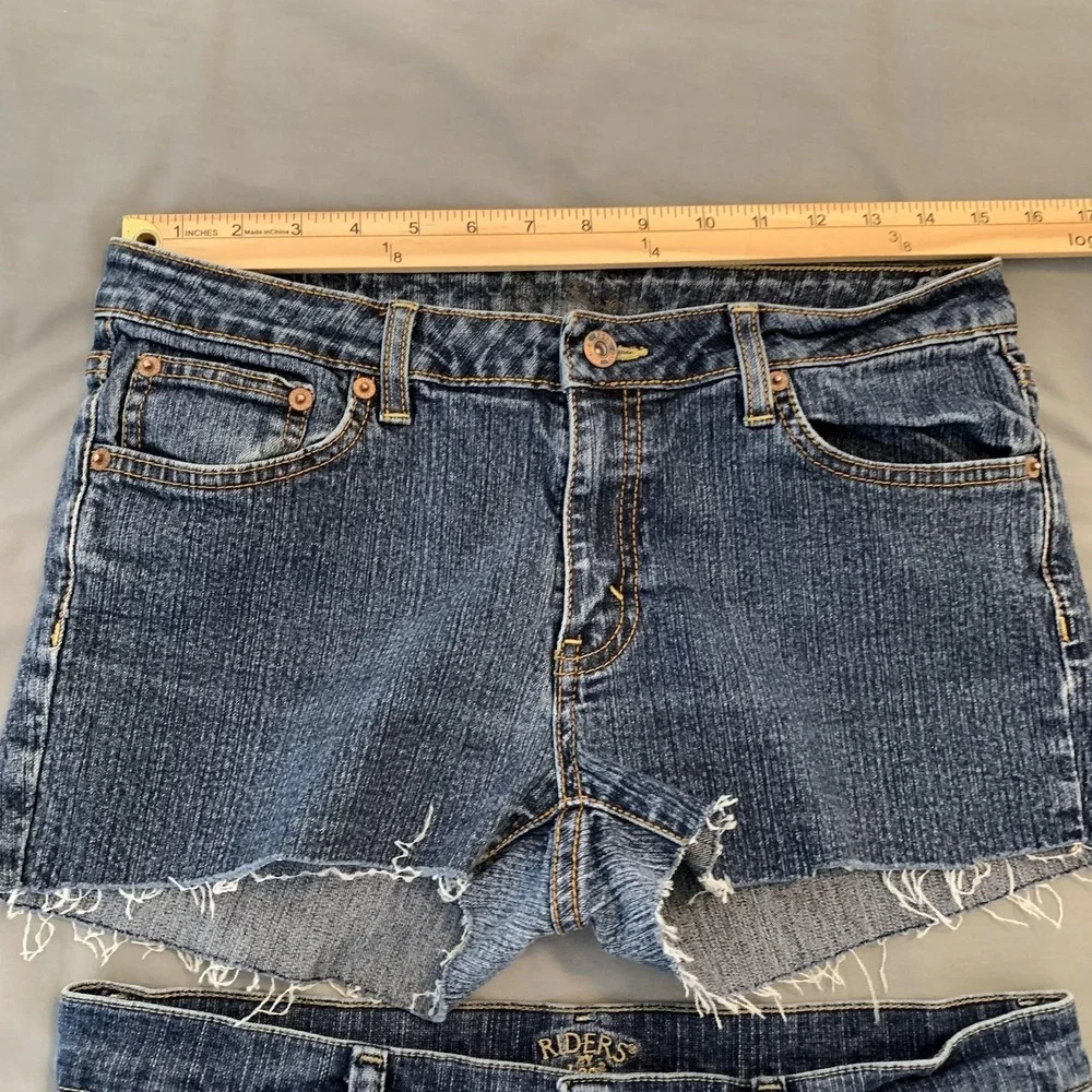 Riders By Lee U.S. Polo Assn‎ Shorts Womens 10 Blue Denim Cutoff Frayed Lot Of 2